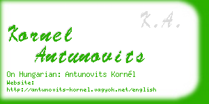 kornel antunovits business card