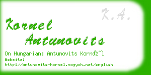 kornel antunovits business card
